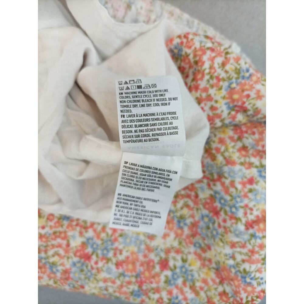 American Eagle White Orange Floral High Neck Mini Dress Size S - Picture 8 of 11
